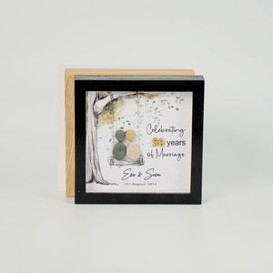 Dova Art Personalized 50th Wedding Anniversary Pebble Art, Couple Pebble Picture Framed Art -8x8 inch Frame with Stand for Desktop or Wall Hanging by Dovaart.com