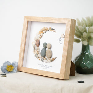 Dova Art Personalized 5th Wedding Anniversary Pebble Art, Couple Pebble Picture Framed Art - 8x8 inch Frame with Stand for Desktop or Wall Hanging by Dovaart.com