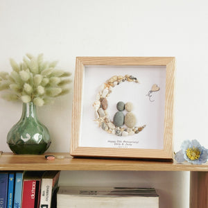 Dova Art Personalized 5th Wedding Anniversary Pebble Art, Couple Pebble Picture Framed Art - 8x8 inch Frame with Stand for Desktop or Wall Hanging by Dovaart.com