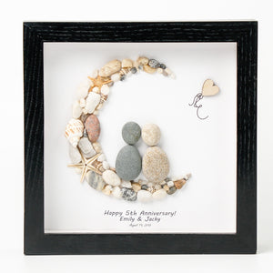 Dova Art Personalized 5th Wedding Anniversary Pebble Art, Couple Pebble Picture Framed Art - 8x8 inch Frame with Stand for Desktop or Wall Hanging by Dovaart.com