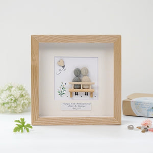 Dova Art Personalized 5th Wedding Anniversary Pebble Art, Couple Pebble Picture Framed Art - 8x8 inch Frame with Stand for Desktop or Wall Hanging by Dovaart.com