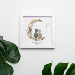 Dova Art Personalized 5th Wedding Anniversary Pebble Art, Couple Pebble Picture Framed Art - 8x8 inch Frame with Stand for Desktop or Wall Hanging by Dovaart.com