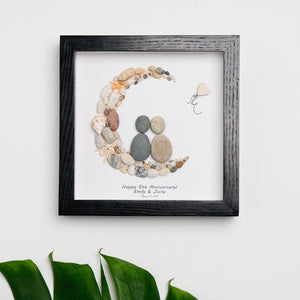 Dova Art Personalized 5th Wedding Anniversary Pebble Art, Couple Pebble Picture Framed Art - 8x8 inch Frame with Stand for Desktop or Wall Hanging by Dovaart.com