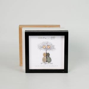 Dova Art Personalized 60th Wedding Anniversary Pebble Art, Couple Pebble Picture Framed Art - 8x8 inch Frame with Stand for Desktop or Wall Hanging by Dovaart.com