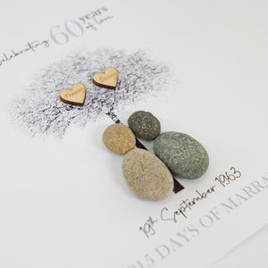 Dova Art Personalized 60th Wedding Anniversary Pebble Art, Couple Pebble Picture Framed Art - 8x8 inch Frame with Stand for Desktop or Wall Hanging by Dovaart.com