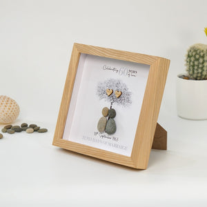 Dova Art Personalized 60th Wedding Anniversary Pebble Art, Couple Pebble Picture Framed Art - 8x8 inch Frame with Stand for Desktop or Wall Hanging by Dovaart.com