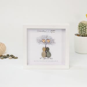 Dova Art Personalized 60th Wedding Anniversary Pebble Art, Couple Pebble Picture Framed Art - 8x8 inch Frame with Stand for Desktop or Wall Hanging by Dovaart.com