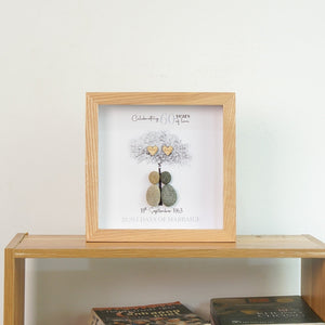 Dova Art Personalized 60th Wedding Anniversary Pebble Art, Couple Pebble Picture Framed Art - 8x8 inch Frame with Stand for Desktop or Wall Hanging by Dovaart.com