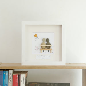 Dova Art Personalized 7th Wedding Anniversary Pebble Art, Couple Pebble Picture Framed Art -8x8 inch Frame with Stand for Desktop or Wall Hanging by Dovaart.com
