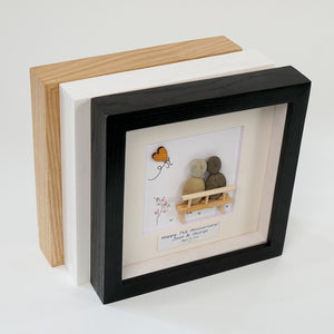 Dova Art Personalized 7th Wedding Anniversary Pebble Art, Couple Pebble Picture Framed Art -8x8 inch Frame with Stand for Desktop or Wall Hanging by Dovaart.com