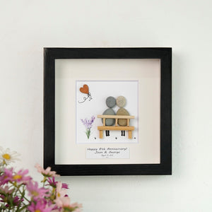 Dova Art Personalized 8th Wedding Anniversary Pebble Art, Couple Pebble Picture Framed Art -8x8 inch Frame with Stand for Desktop or Wall Hanging by Dovaart.com