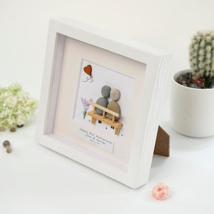 Dova Art Personalized 8th Wedding Anniversary Pebble Art, Couple Pebble Picture Framed Art -8x8 inch Frame with Stand for Desktop or Wall Hanging by Dovaart.com