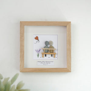 Dova Art Personalized 8th Wedding Anniversary Pebble Art, Couple Pebble Picture Framed Art -8x8 inch Frame with Stand for Desktop or Wall Hanging by Dovaart.com