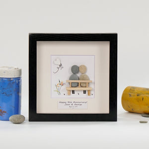 Dova Art Personalized 9th Wedding Anniversary Pebble Art, Couple Pebble Picture Framed Art - 8x8 inch Frame with Stand for Desktop or Wall Hanging by Dovaart.com