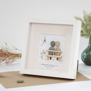Dova Art Personalized 9th Wedding Anniversary Pebble Art, Couple Pebble Picture Framed Art - 8x8 inch Frame with Stand for Desktop or Wall Hanging by Dovaart.com