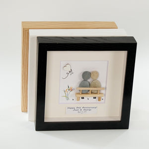 Dova Art Personalized 9th Wedding Anniversary Pebble Art, Couple Pebble Picture Framed Art - 8x8 inch Frame with Stand for Desktop or Wall Hanging by Dovaart.com