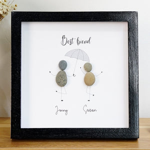 Dova Art Personalized Best Friend Framed Art - Frame Pebble Artwork Desktop or Wall Hanging 8x8 inch