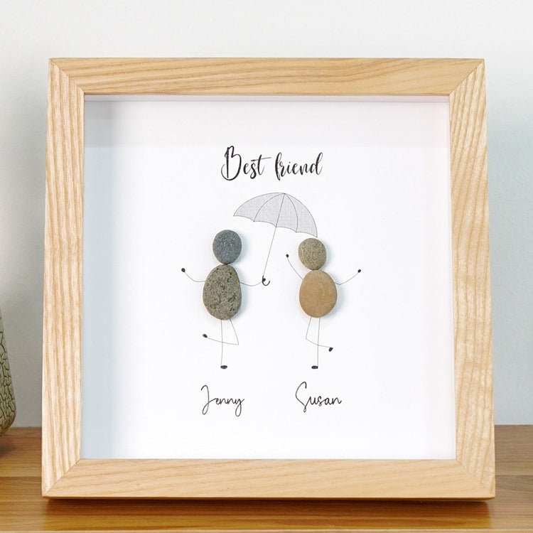 Dova Art Personalized Best Friend Framed Art - Frame Pebble Artwork Desktop or Wall Hanging 8x8 inch by Dovaart.com