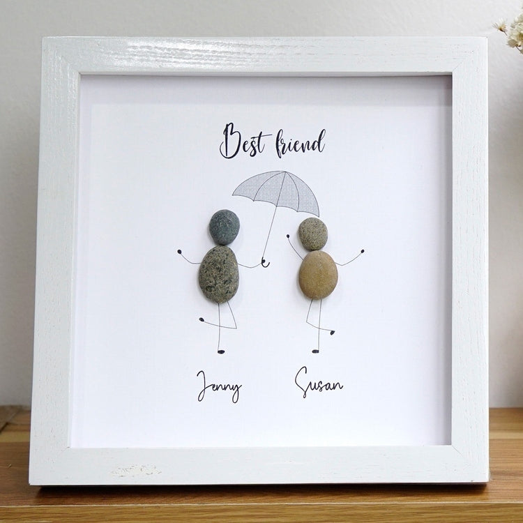 Dova Art Personalized Best Friend Framed Art - Frame Pebble Artwork Desktop or Wall Hanging 8x8 inch by Dovaart.com