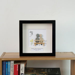 Dova Art Personalized Celebrating 10th of Love Wedding Anniversary Pebble Art, Couple Pebble Picture Framed Art - Frame Pebble Artwork Desktop or Wall Hanging 8x8 inch by Dovaart.com