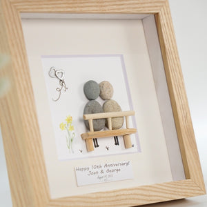 Dova Art Personalized Celebrating 10th of Love Wedding Anniversary Pebble Art, Couple Pebble Picture Framed Art - Frame Pebble Artwork Desktop or Wall Hanging 8x8 inch by Dovaart.com