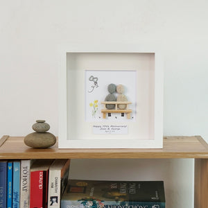 Dova Art Personalized Celebrating 10th of Love Wedding Anniversary Pebble Art, Couple Pebble Picture Framed Art - Frame Pebble Artwork Desktop or Wall Hanging 8x8 inch by Dovaart.com