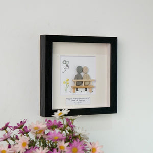 Dova Art Personalized Celebrating 10th of Love Wedding Anniversary Pebble Art, Couple Pebble Picture Framed Art - Frame Pebble Artwork Desktop or Wall Hanging 8x8 inch by Dovaart.com