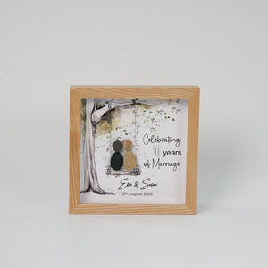 Dova Art Personalized Celebrating 1st of Marriage Wedding Anniversary Pebble Art, Couple Pebble Picture Framed Art - 8x8 inch Frame with Stand for Desktop or Wall Hanging by Dovaart.com