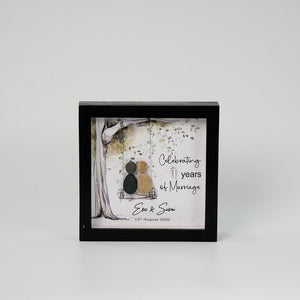 Dova Art Personalized Celebrating 1st of Marriage Wedding Anniversary Pebble Art, Couple Pebble Picture Framed Art - 8x8 inch Frame with Stand for Desktop or Wall Hanging by Dovaart.com