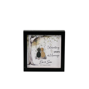 Dova Art Personalized Celebrating 1st of Marriage Wedding Anniversary Pebble Art, Couple Pebble Picture Framed Art - 8x8 inch Frame with Stand for Desktop or Wall Hanging by Dovaart.com