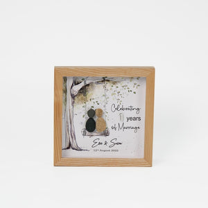Dova Art Personalized Celebrating 1st of Marriage Wedding Anniversary Pebble Art, Couple Pebble Picture Framed Art - 8x8 inch Frame with Stand for Desktop or Wall Hanging by Dovaart.com