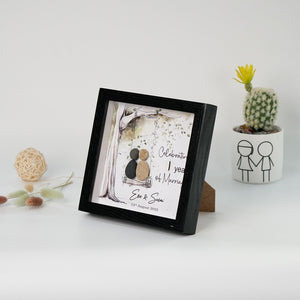 Dova Art Personalized Celebrating 1st of Marriage Wedding Anniversary Pebble Art, Couple Pebble Picture Framed Art - 8x8 inch Frame with Stand for Desktop or Wall Hanging by Dovaart.com