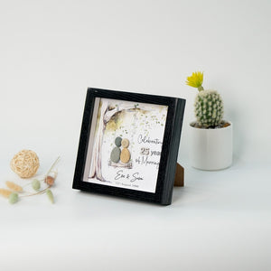 Dova Art Personalized Celebrating 25th of Marriage Wedding Anniversary Pebble Art, Couple Pebble Picture Framed Art - 8x8 inch Frame with Stand for Desktop or Wall Hanging by Dovaart.com