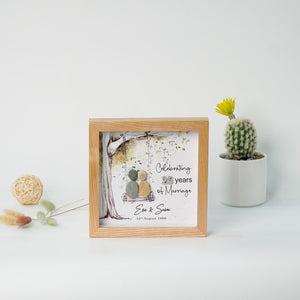 Dova Art Personalized Celebrating 25th of Marriage Wedding Anniversary Pebble Art, Couple Pebble Picture Framed Art - 8x8 inch Frame with Stand for Desktop or Wall Hanging by Dovaart.com