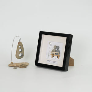 Dova Art Personalized Celebrating 30th of Love Wedding Anniversary Pebble Art, Couple Pebble Picture Framed Art - Frame Pebble Artwork Desktop or Wall Hanging 8x8 inch by Dovaart.com