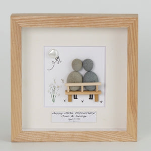 Dova Art Personalized Celebrating 30th of Love Wedding Anniversary Pebble Art, Couple Pebble Picture Framed Art - Frame Pebble Artwork Desktop or Wall Hanging 8x8 inch by Dovaart.com