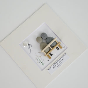 Dova Art Personalized Celebrating 30th of Love Wedding Anniversary Pebble Art, Couple Pebble Picture Framed Art - Frame Pebble Artwork Desktop or Wall Hanging 8x8 inch by Dovaart.com