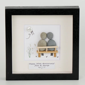 Dova Art Personalized Celebrating 30th of Love Wedding Anniversary Pebble Art, Couple Pebble Picture Framed Art - Frame Pebble Artwork Desktop or Wall Hanging 8x8 inch by Dovaart.com