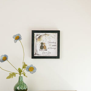 Dova Art Personalized Celebrating 30th of Marriage Wedding Anniversary Pebble Art, Couple Pebble Picture Framed Art - 8x8 inch Frame with Stand for Desktop or Wall Hanging by Dovaart.com