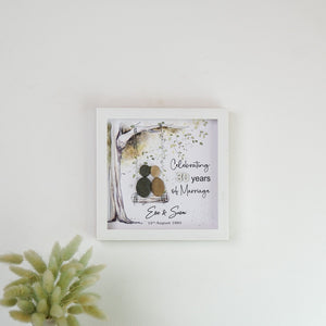 Dova Art Personalized Celebrating 30th of Marriage Wedding Anniversary Pebble Art, Couple Pebble Picture Framed Art - 8x8 inch Frame with Stand for Desktop or Wall Hanging by Dovaart.com