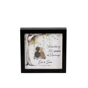 Dova Art Personalized Celebrating 30th of Marriage Wedding Anniversary Pebble Art, Couple Pebble Picture Framed Art - 8x8 inch Frame with Stand for Desktop or Wall Hanging by Dovaart.com
