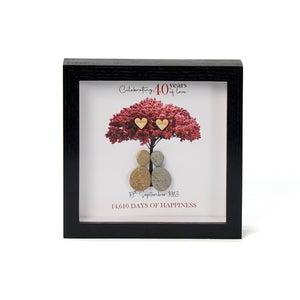Dova Art Personalized Celebrating 40th of Love Wedding Anniversary Pebble Art, Couple Pebble Picture Framed Art - 8x8 inch Frame with Stand for Desktop or Wall Hanging by Dovaart.com