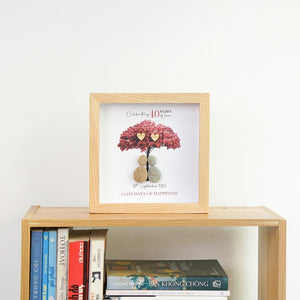 Dova Art Personalized Celebrating 40th of Love Wedding Anniversary Pebble Art, Couple Pebble Picture Framed Art - 8x8 inch Frame with Stand for Desktop or Wall Hanging by Dovaart.com