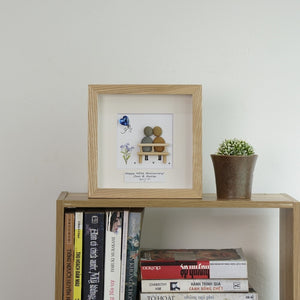 Dova Art Personalized Celebrating 40th of Love Wedding Anniversary Pebble Art, Couple Pebble Picture Framed Art - Frame Pebble Artwork Desktop or Wall Hanging 8x8 inch by Dovaart.com