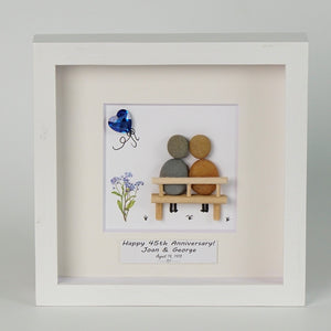 Dova Art Personalized Celebrating 40th of Love Wedding Anniversary Pebble Art, Couple Pebble Picture Framed Art - Frame Pebble Artwork Desktop or Wall Hanging 8x8 inch by Dovaart.com