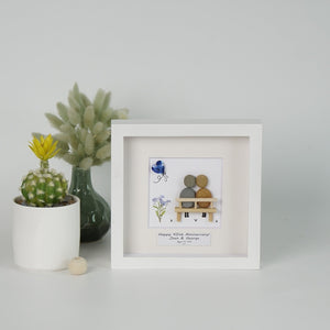 Dova Art Personalized Celebrating 40th of Love Wedding Anniversary Pebble Art, Couple Pebble Picture Framed Art - Frame Pebble Artwork Desktop or Wall Hanging 8x8 inch by Dovaart.com