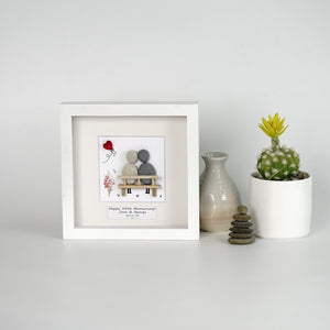 Dova Art Personalized Celebrating 40th of Love Wedding Anniversary Pebble Art, Couple Pebble Picture Framed Art - Frame Pebble Artwork Desktop or Wall Hanging 8x8 inch by Dovaart.com