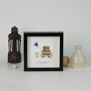 Dova Art Personalized Celebrating 40th of Love Wedding Anniversary Pebble Art, Couple Pebble Picture Framed Art - Frame Pebble Artwork Desktop or Wall Hanging 8x8 inch by Dovaart.com
