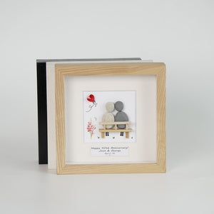 Dova Art Personalized Celebrating 40th of Love Wedding Anniversary Pebble Art, Couple Pebble Picture Framed Art - Frame Pebble Artwork Desktop or Wall Hanging 8x8 inch by Dovaart.com