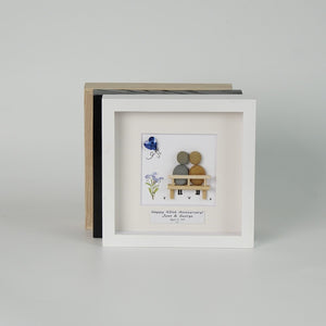 Dova Art Personalized Celebrating 40th of Love Wedding Anniversary Pebble Art, Couple Pebble Picture Framed Art - Frame Pebble Artwork Desktop or Wall Hanging 8x8 inch by Dovaart.com